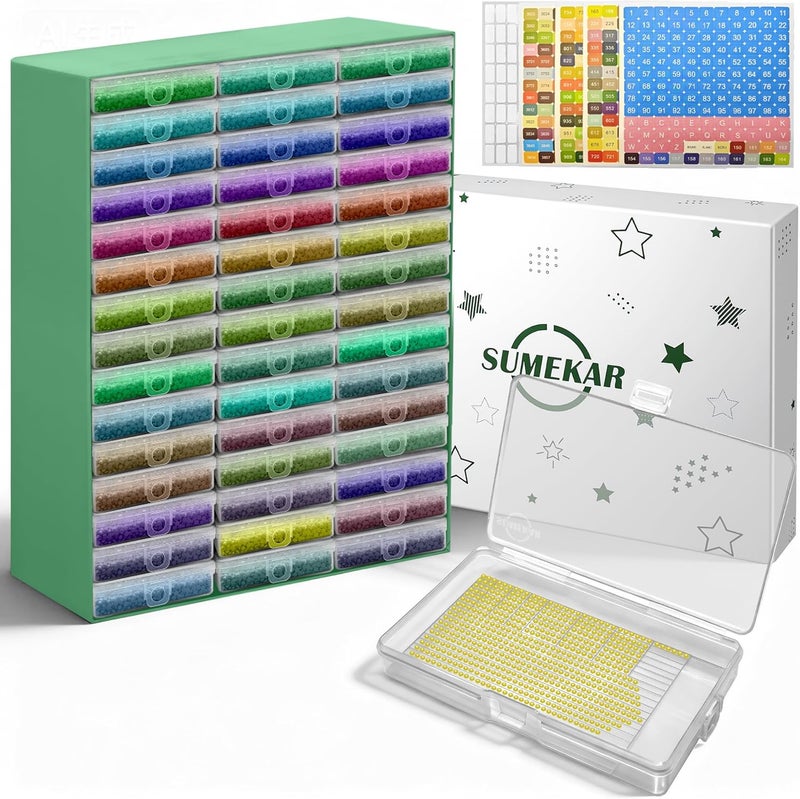 Sumekar 45PCS Extra Large Diamond Painting Storage Containers Trays,Diamond Painting Accessories,2-in-1 Diamond Art Trays with Lids(Clear) - Image 1